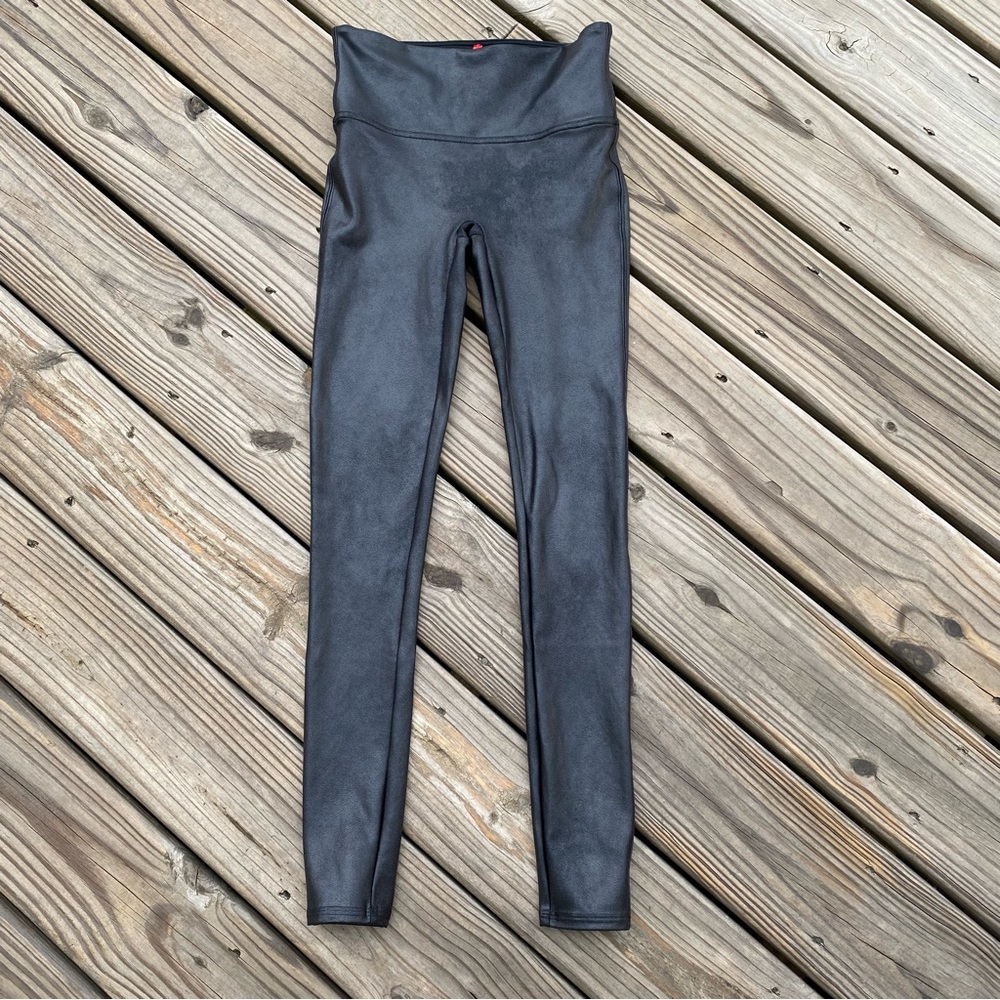 SPANX Black Faux Leather High Rise Leggings
